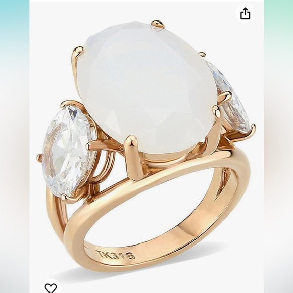 Size 6 rose gold tone stainless steel ring fire opal - Picture 7 of 7